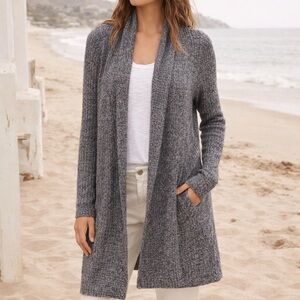 BAREFOOT DREAMS Cozychic Lite Montecito Cardigan Open Front Cozy Luxe Sz M